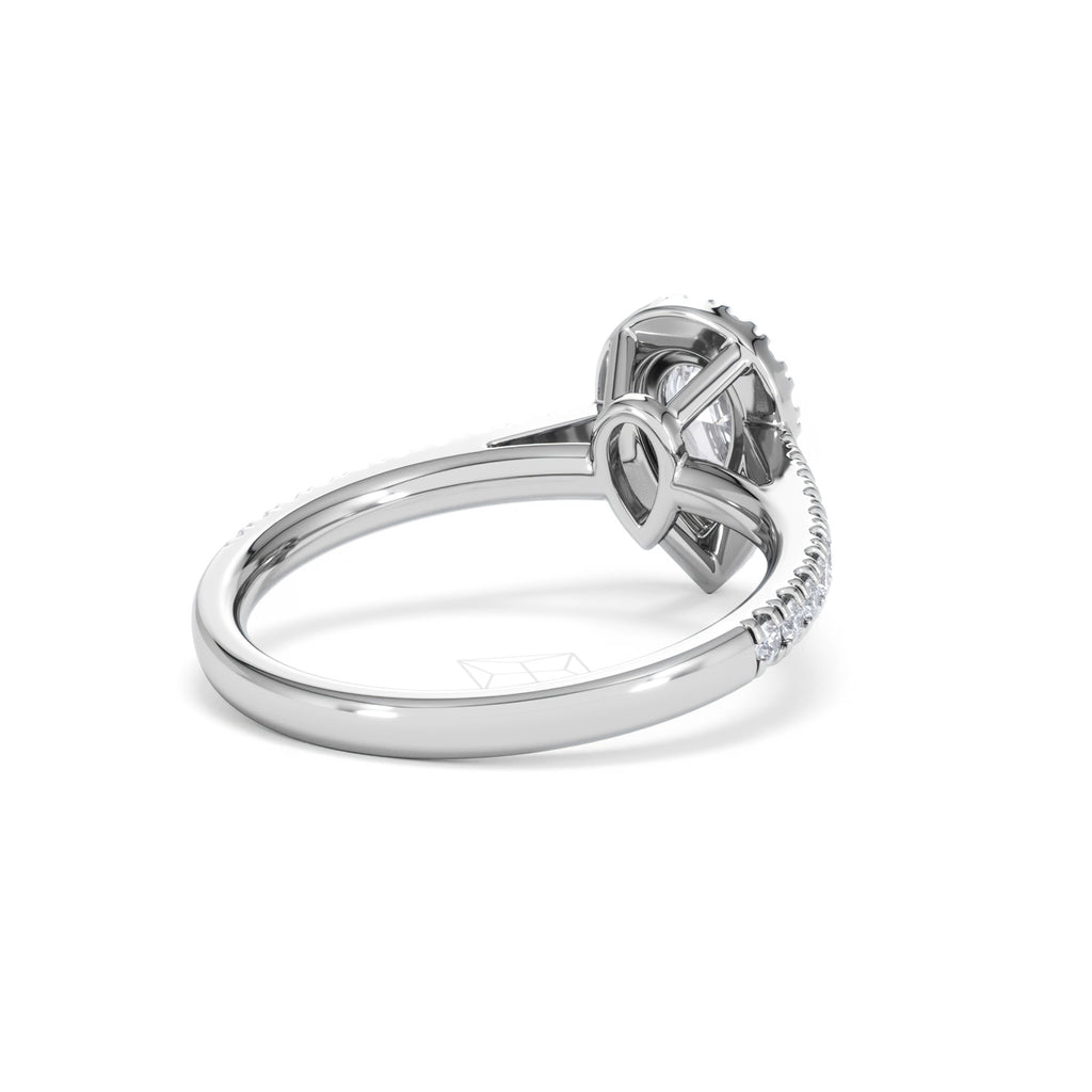 Diana Diamond Pear Halo Engagement Ring Platinum 1ct G/VS