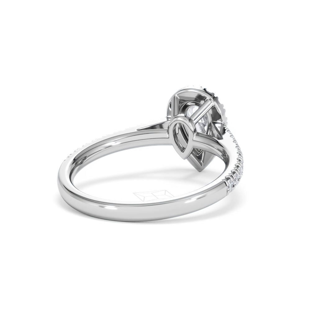 Diana Diamond Pear Halo Engagement Ring Platinum 1ct G/VS
