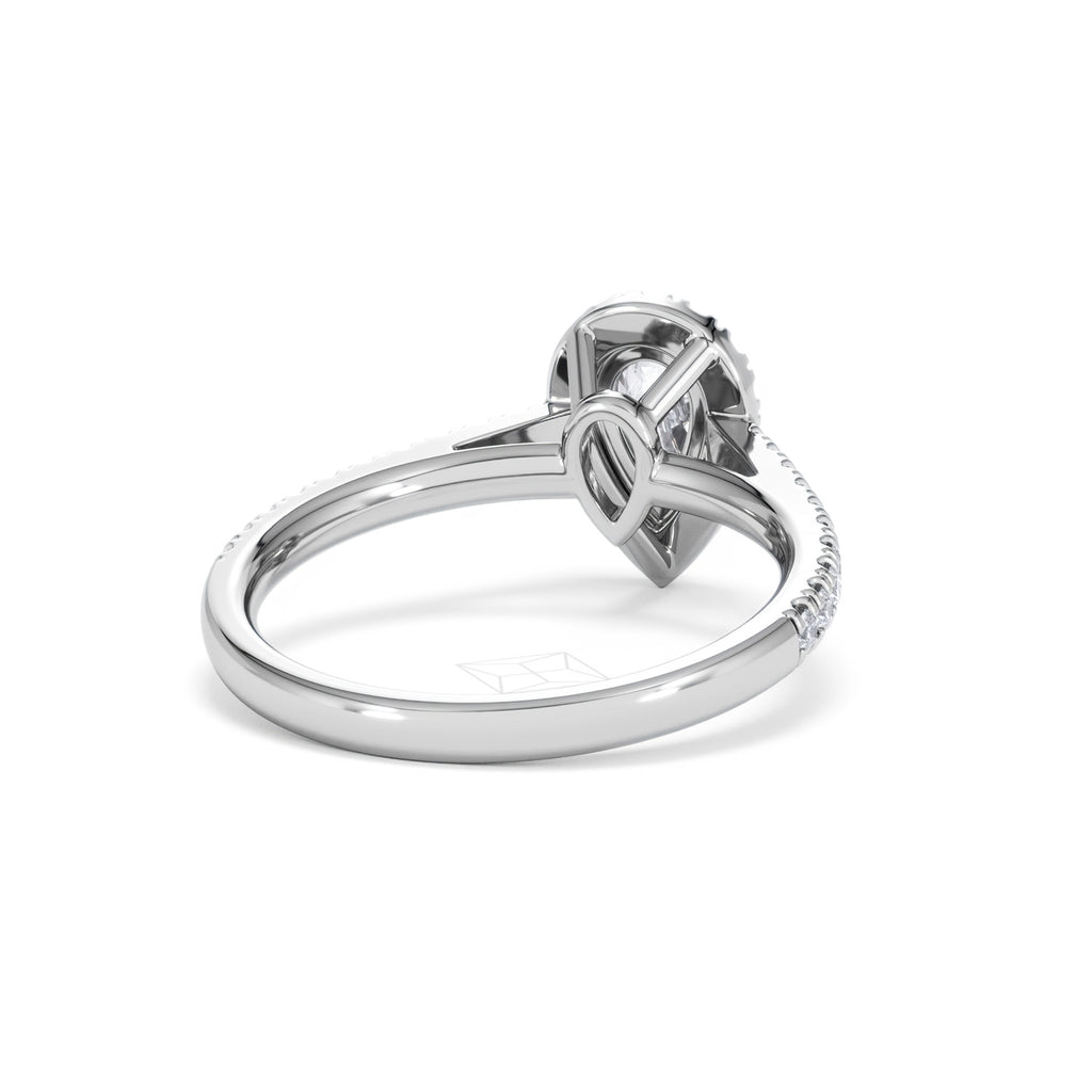 Diana Diamond Pear Halo Engagement Ring Platinum 1ct G/VS