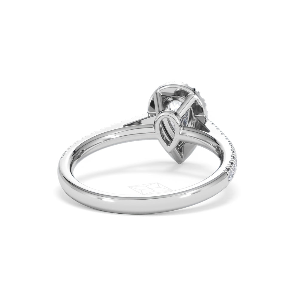 Diana Diamond Pear Halo Engagement Ring Platinum 1ct G/VS