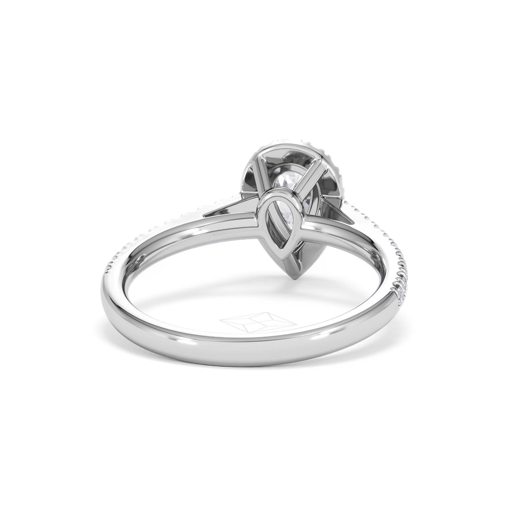 Diana Diamond Pear Halo Engagement Ring Platinum 1ct G/VS