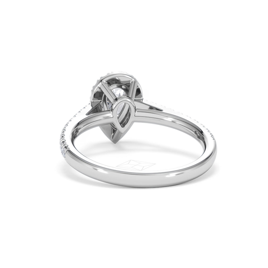 Diana Diamond Pear Halo Engagement Ring Platinum 1ct G/VS