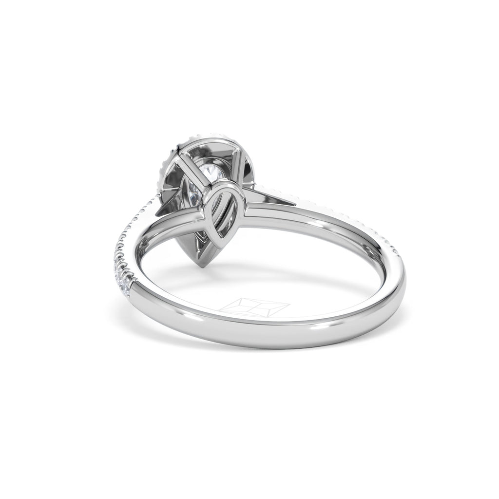 Diana Diamond Pear Halo Engagement Ring Platinum 1ct G/VS