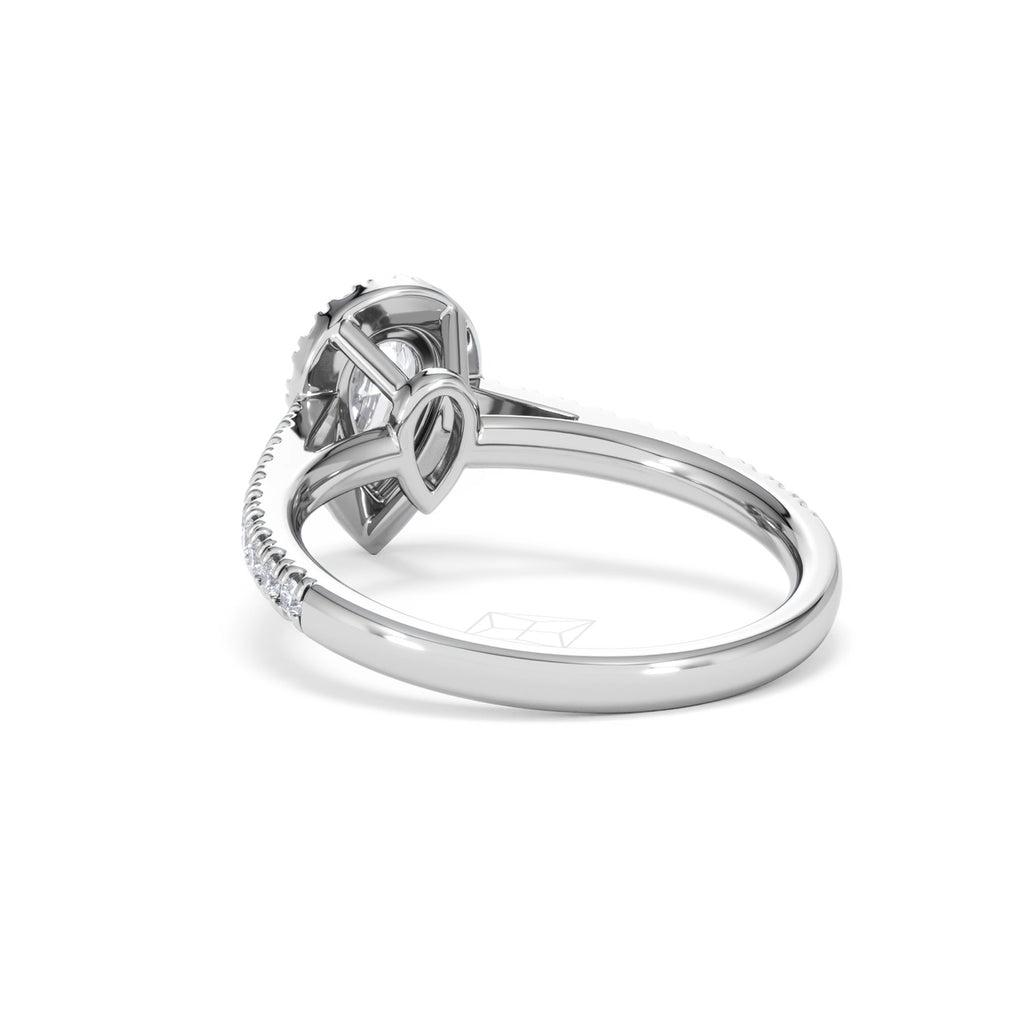 Diana Diamond Pear Halo Engagement Ring Platinum 1ct G/VS