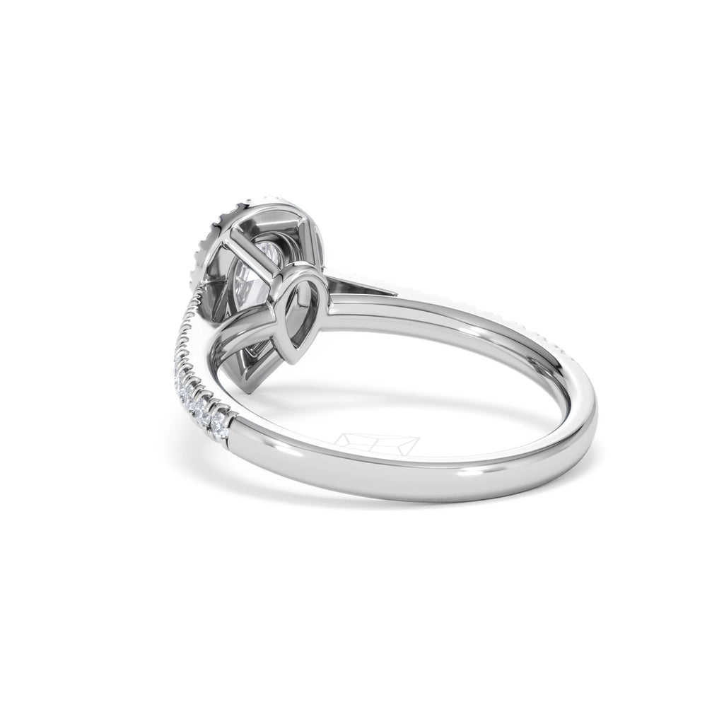 Diana Diamond Pear Halo Engagement Ring Platinum 1ct G/VS