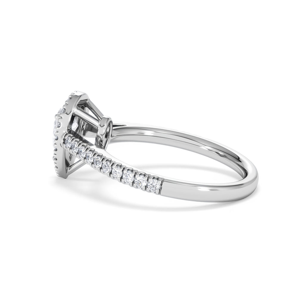 Diana Diamond Pear Halo Engagement Ring Platinum 1ct G/VS