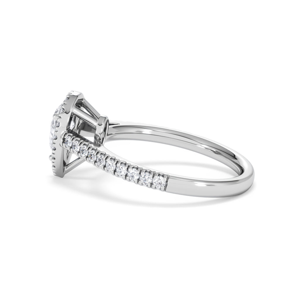 Diana Diamond Pear Halo Engagement Ring Platinum 1ct G/VS