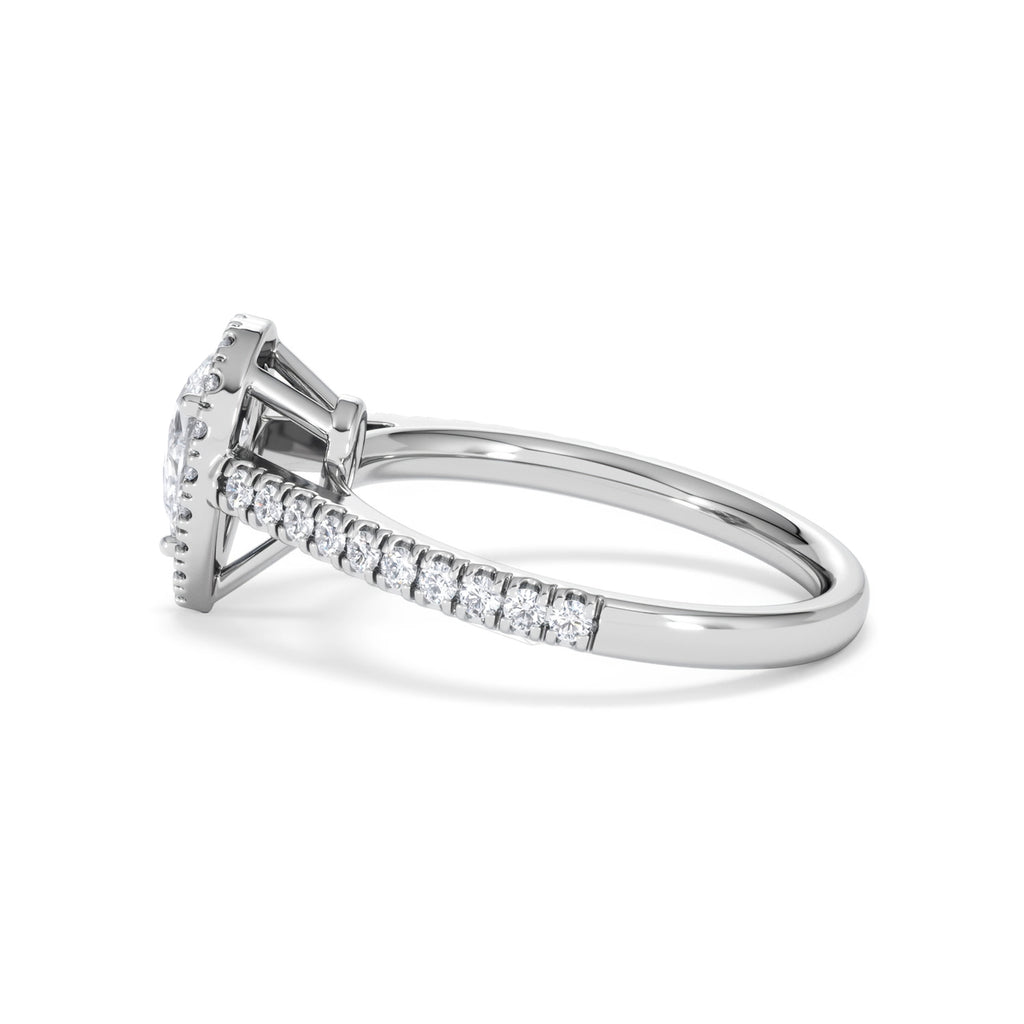 Diana Diamond Pear Halo Engagement Ring Platinum 1ct G/VS