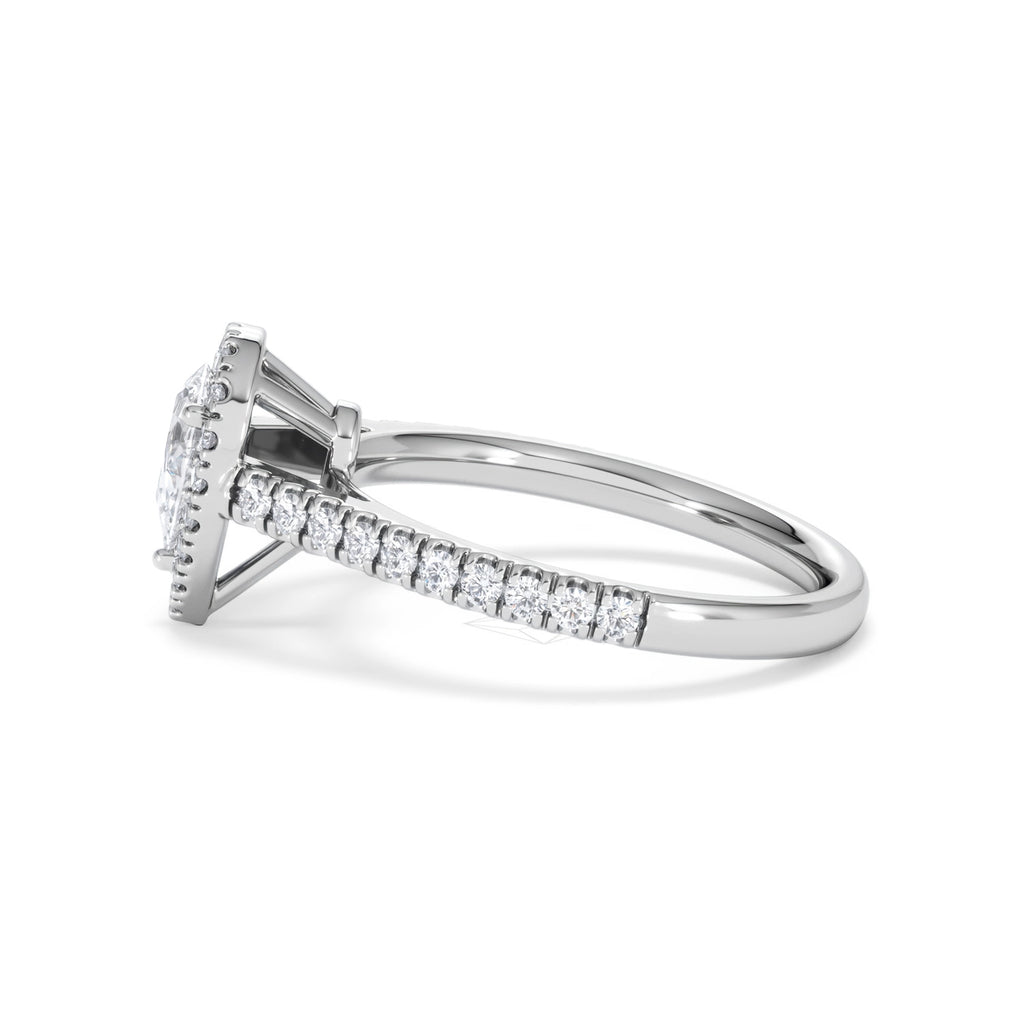 Diana Diamond Pear Halo Engagement Ring Platinum 1ct G/VS