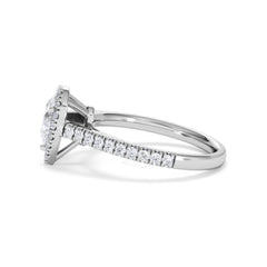 Diana Diamond Pear Halo Engagement Ring Platinum 1ct G/VS