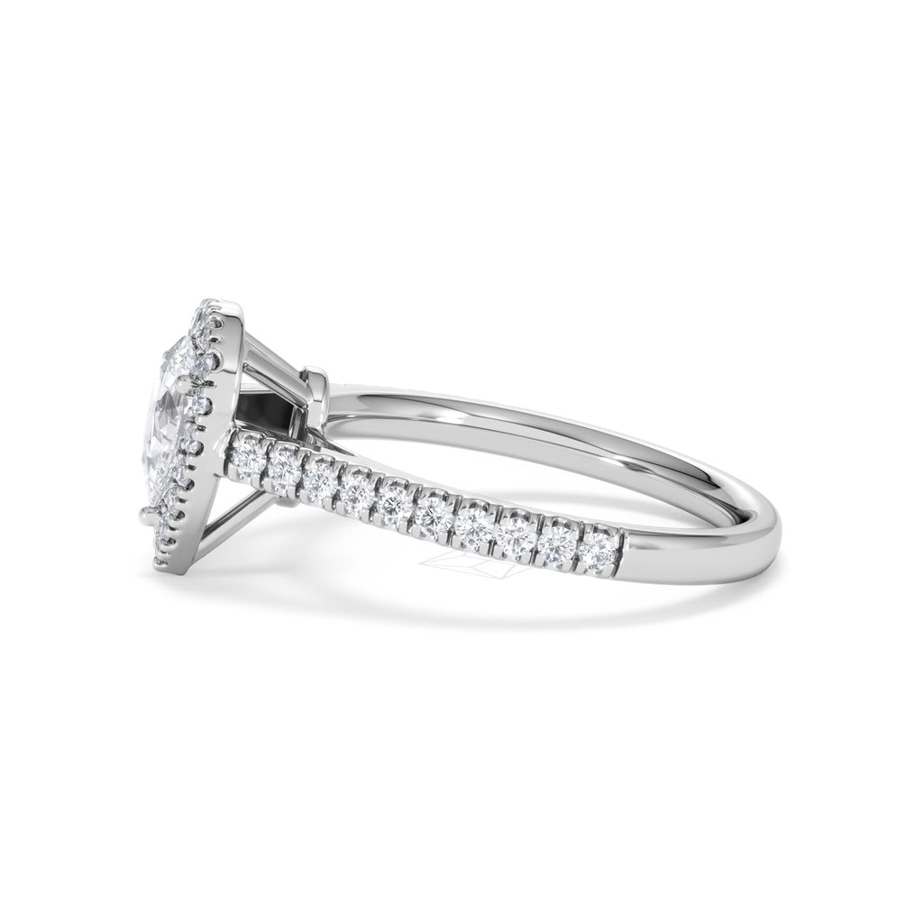 Diana Diamond Pear Halo Engagement Ring Platinum 1ct G/VS
