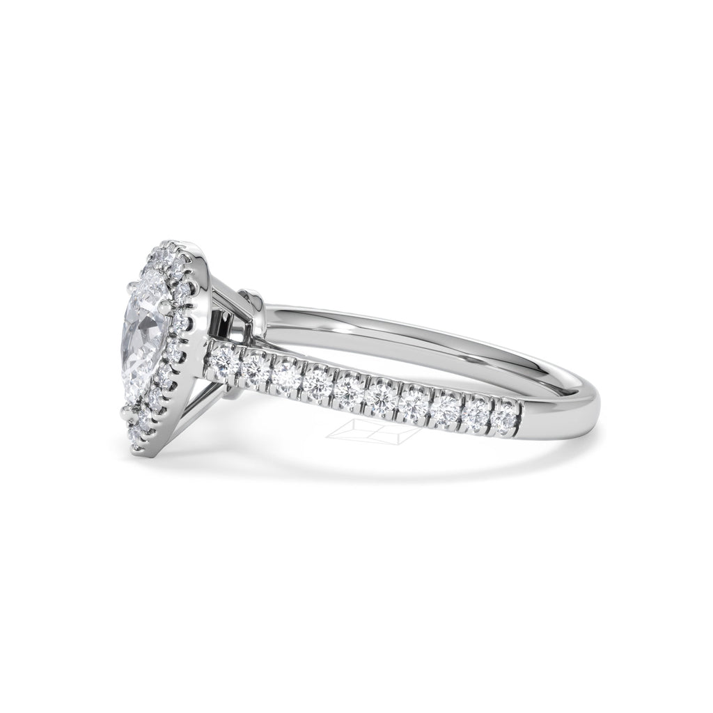 Diana Diamond Pear Halo Engagement Ring Platinum 1ct G/VS