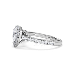 Diana Diamond Pear Halo Engagement Ring Platinum 1ct G/VS