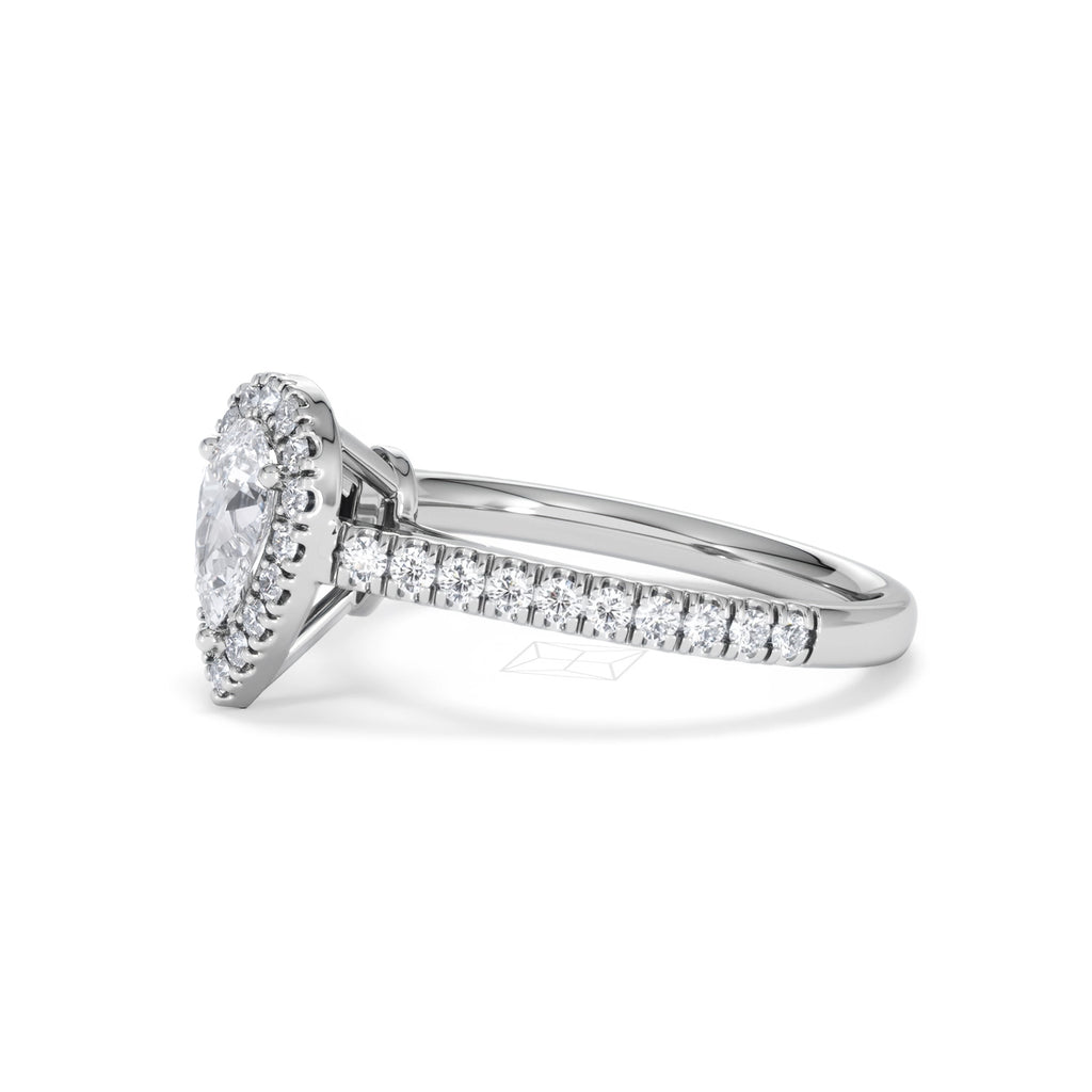 Diana Diamond Pear Halo Engagement Ring Platinum 1ct G/VS