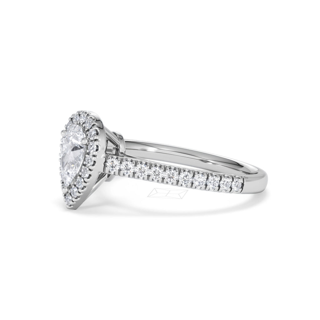 Diana Diamond Pear Halo Engagement Ring Platinum 1ct G/VS