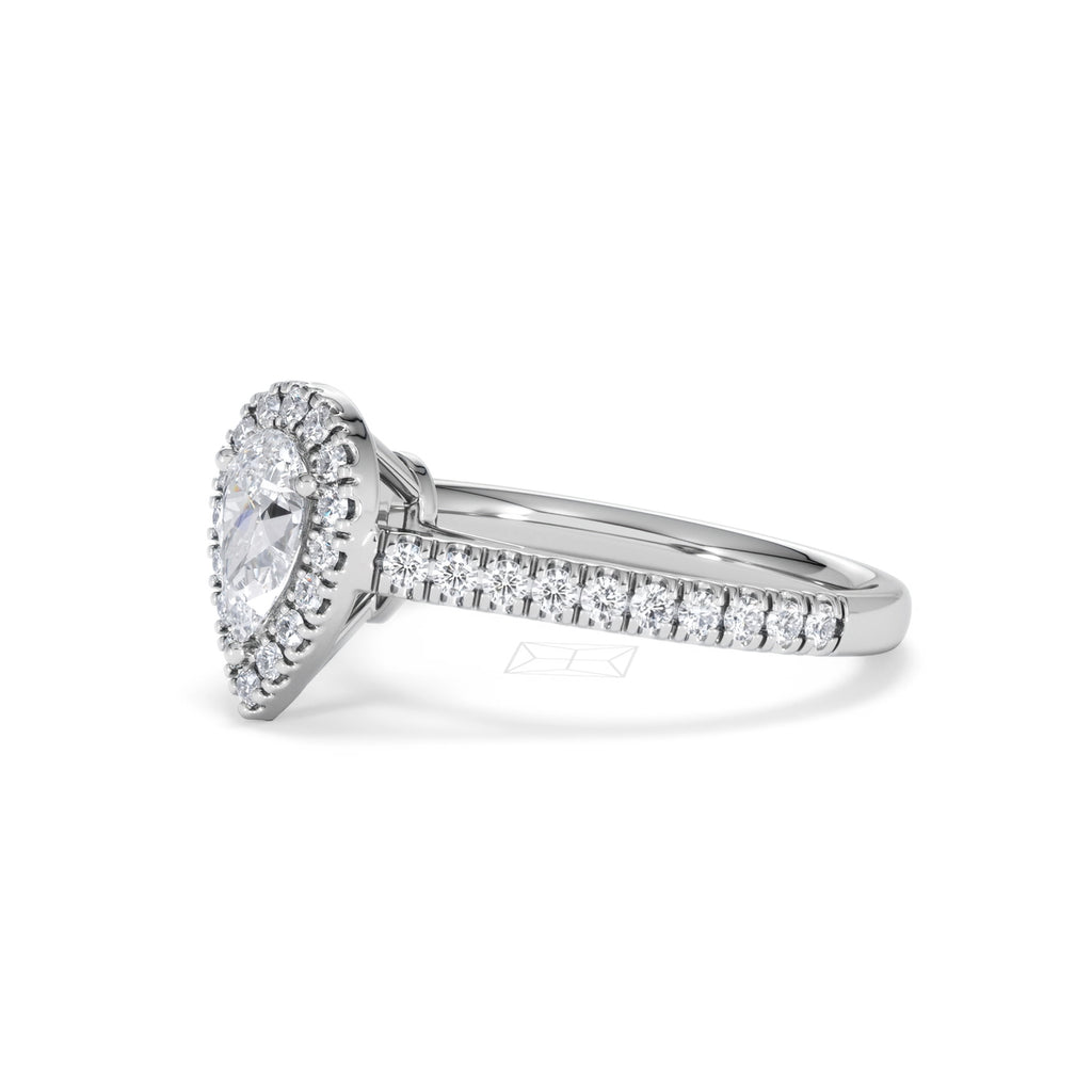 Diana Diamond Pear Halo Engagement Ring Platinum 1ct G/VS