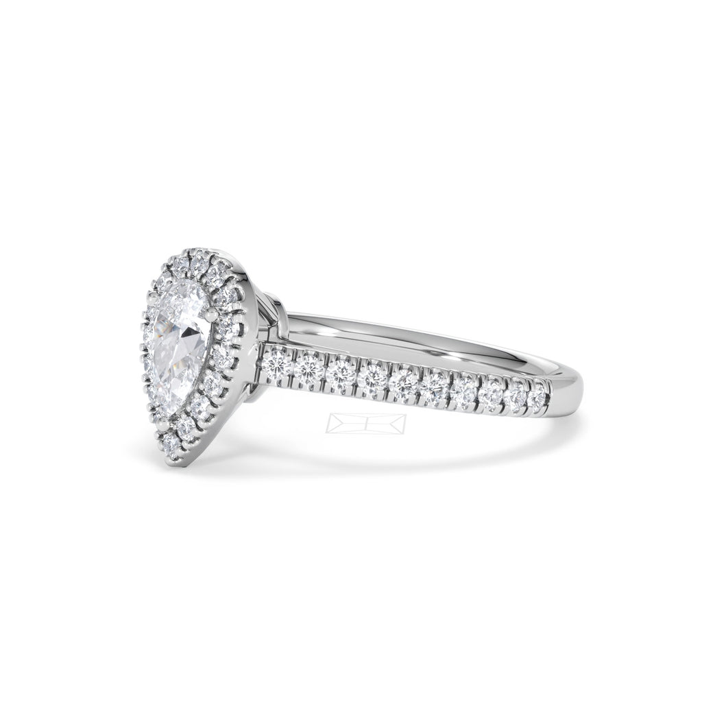 Diana Diamond Pear Halo Engagement Ring Platinum 1ct G/VS
