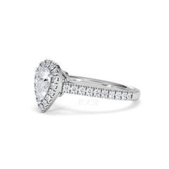 Diana Diamond Pear Halo Engagement Ring Platinum 1ct G/VS