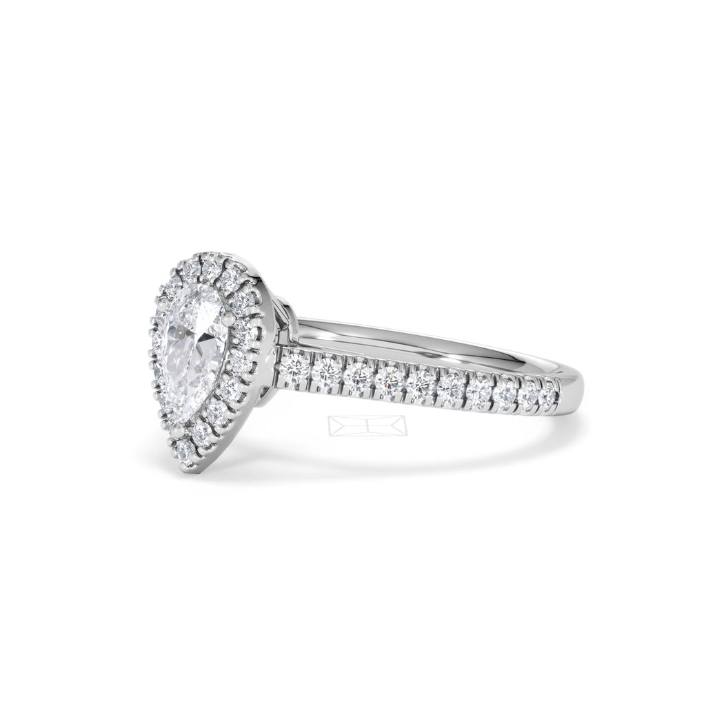Diana Diamond Pear Halo Engagement Ring Platinum 1ct G/VS