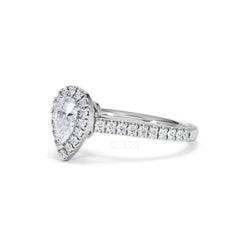 Diana Diamond Pear Halo Engagement Ring Platinum 1ct G/VS