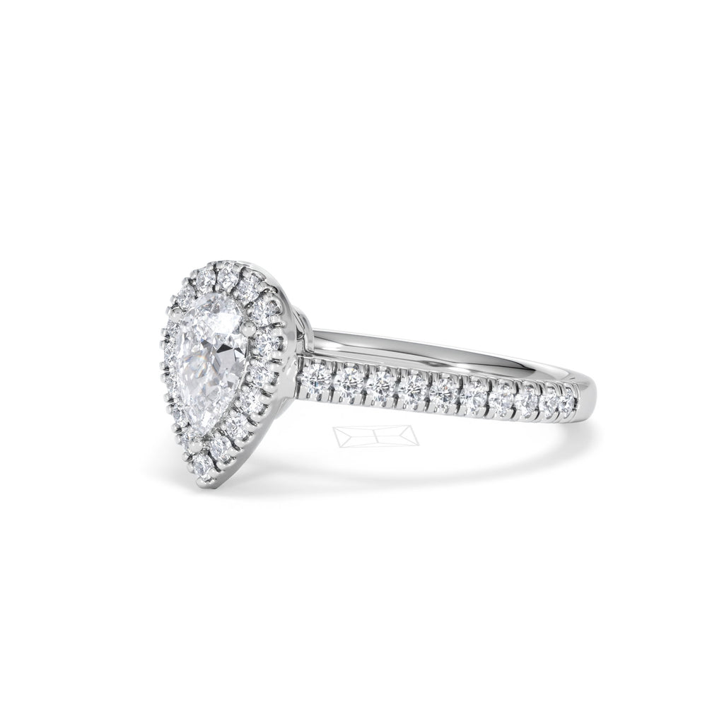 Diana Diamond Pear Halo Engagement Ring Platinum 1ct G/VS