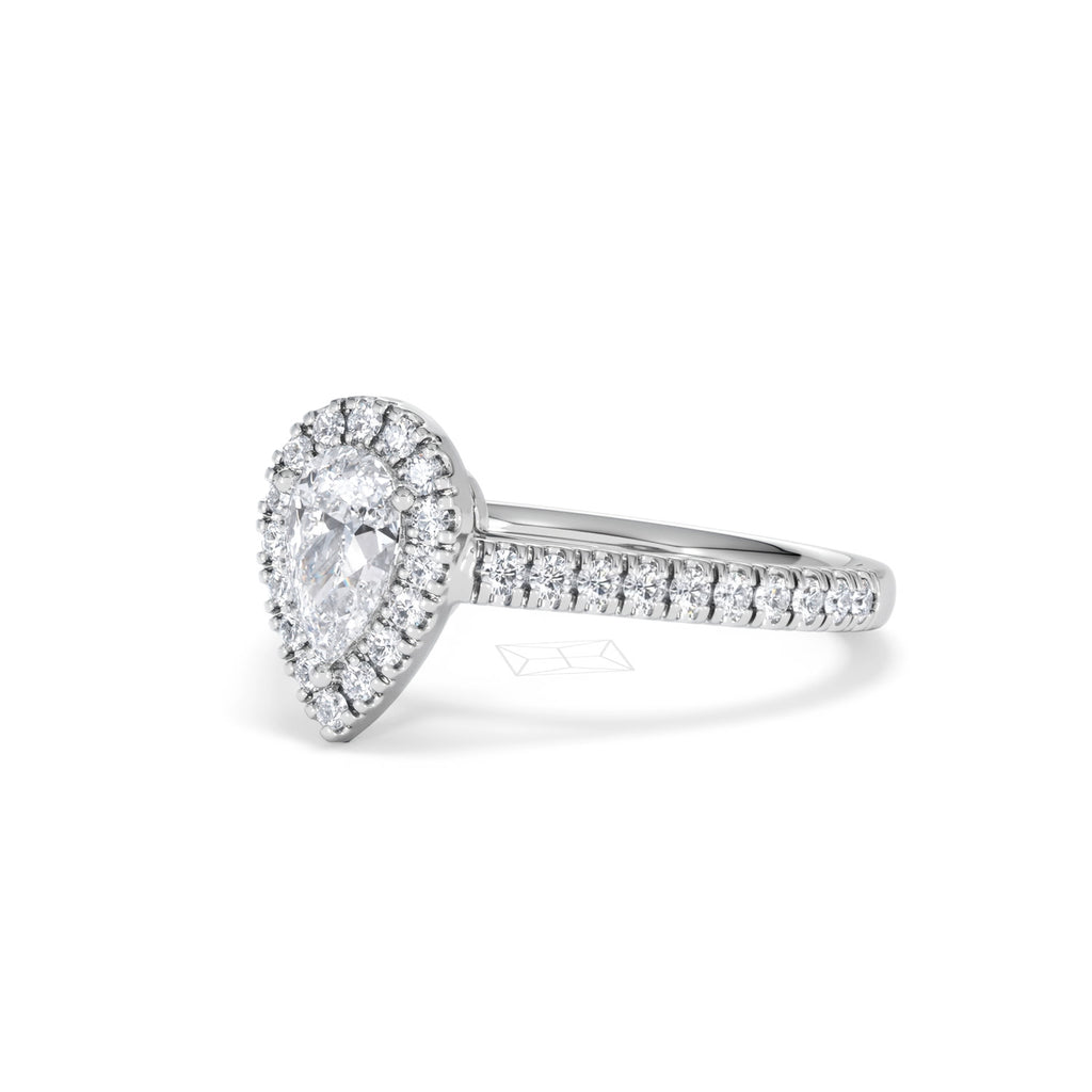 Diana Diamond Pear Halo Engagement Ring Platinum 1ct G/VS