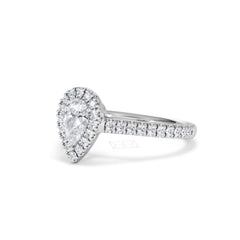 Diana Diamond Pear Halo Engagement Ring Platinum 1ct G/VS