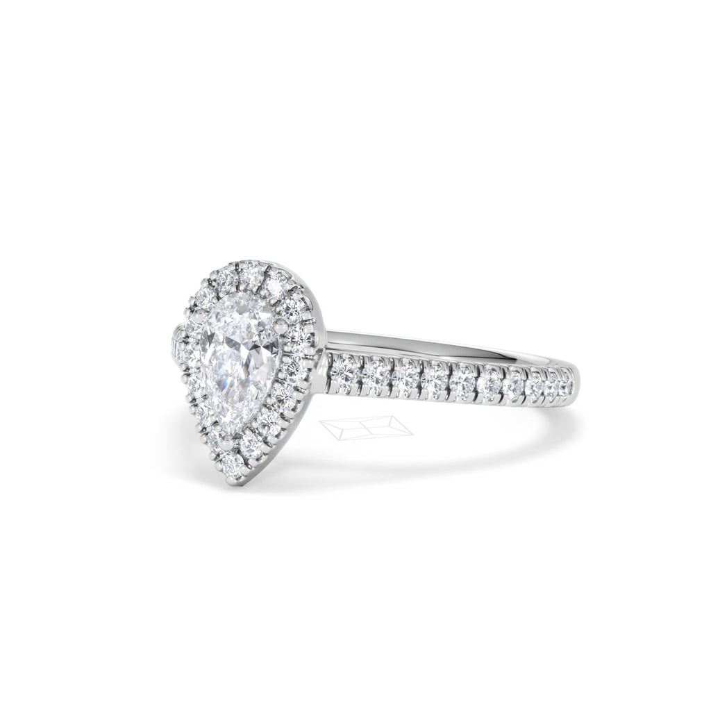 Diana Diamond Pear Halo Engagement Ring Platinum 1ct G/VS
