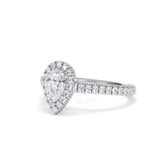 Diana Diamond Pear Halo Engagement Ring Platinum 1ct G/VS