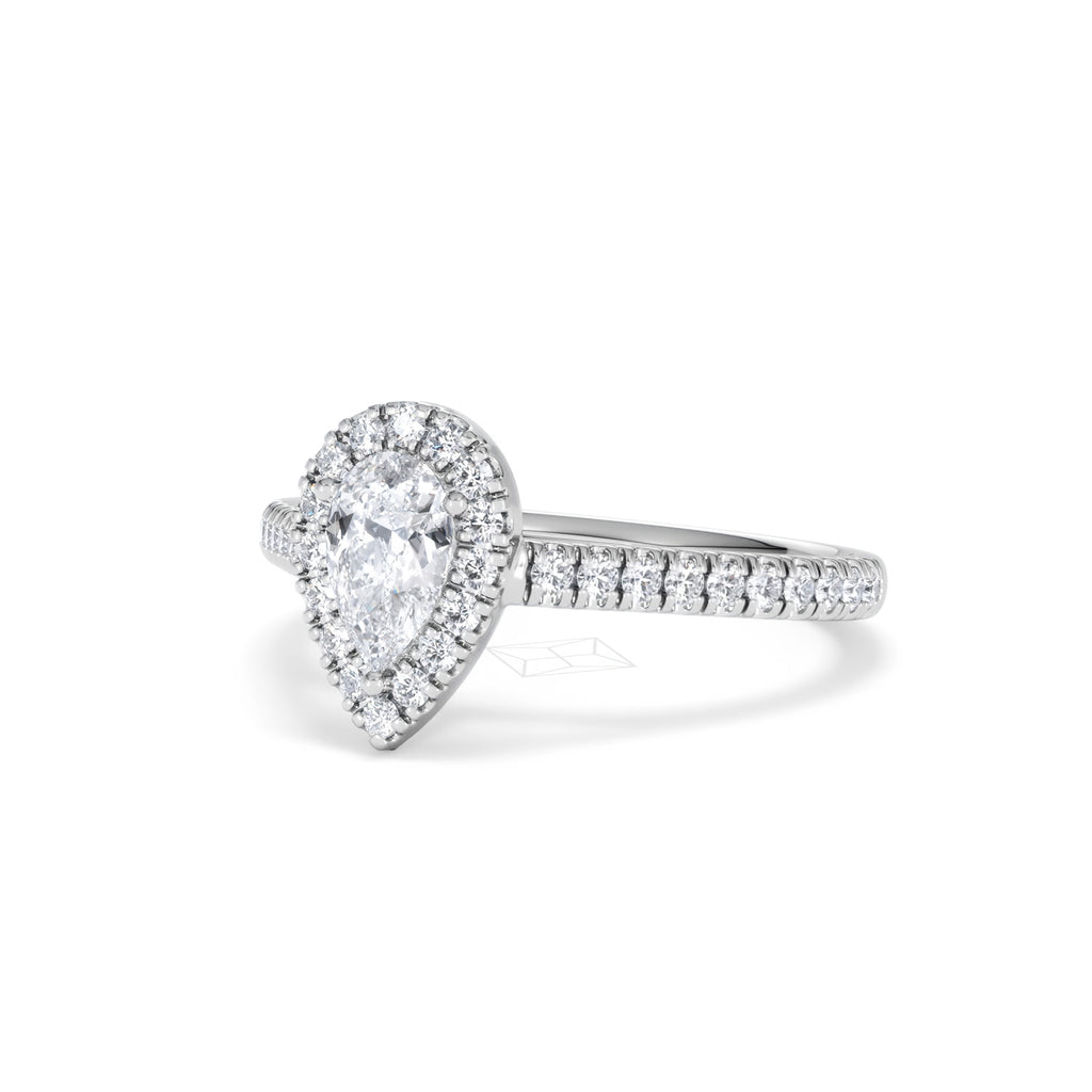 Diana Diamond Pear Halo Engagement Ring Platinum 1ct G/VS