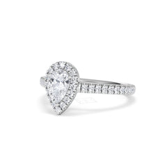 Diana Diamond Pear Halo Engagement Ring Platinum 1ct G/VS