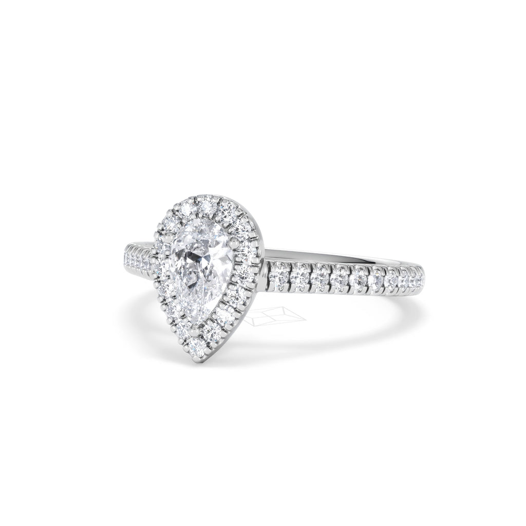 Diana Diamond Pear Halo Engagement Ring Platinum 1ct G/VS