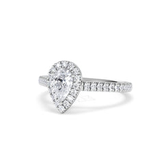Diana Diamond Pear Halo Engagement Ring Platinum 1ct G/VS