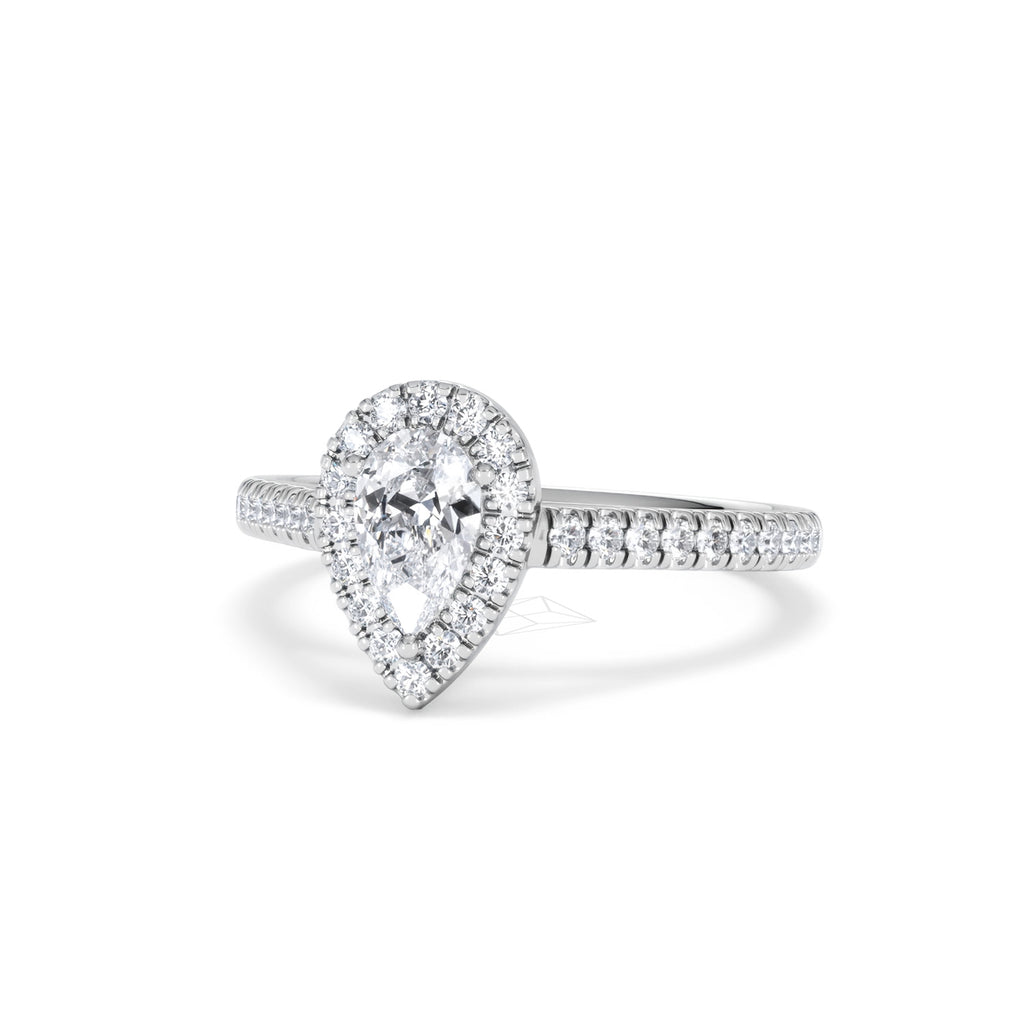 Diana Diamond Pear Halo Engagement Ring Platinum 1ct G/VS