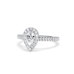 Diana Diamond Pear Halo Engagement Ring Platinum 1ct G/VS