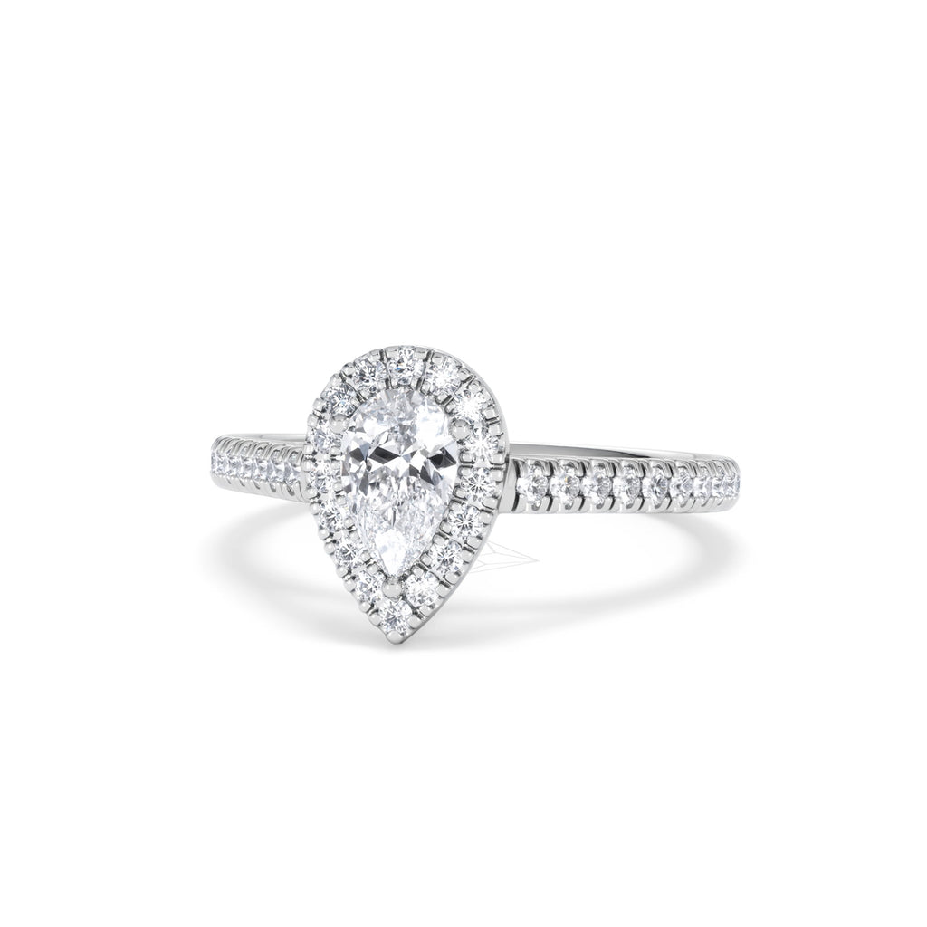 Diana Diamond Pear Halo Engagement Ring Platinum 1ct G/VS