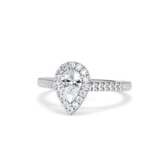 Diana Diamond Pear Halo Engagement Ring Platinum 1ct G/VS