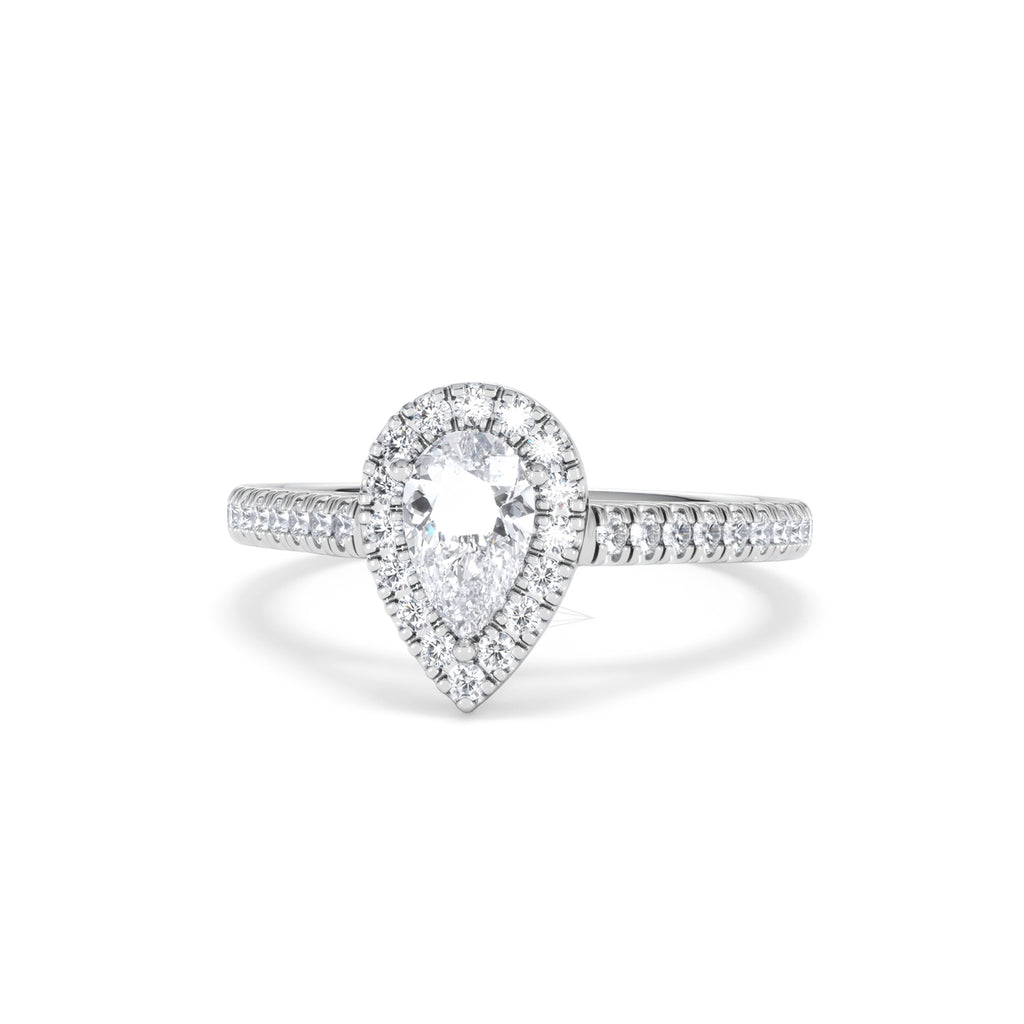Diana Diamond Pear Halo Engagement Ring Platinum 1ct G/VS