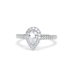 Diana Diamond Pear Halo Engagement Ring Platinum 1ct G/VS