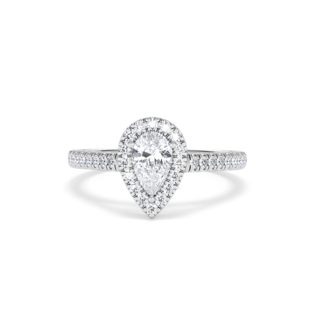 Diana Diamond Pear Halo Engagement Ring Platinum 1ct G/VS