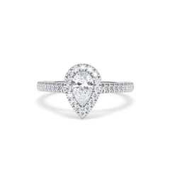 Diana Diamond Pear Halo Engagement Ring Platinum 1ct G/VS