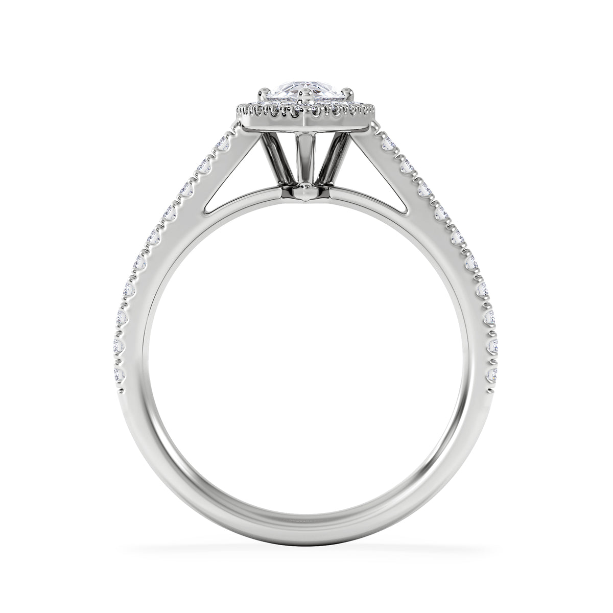 Diana Lab Diamond Pear Halo Engagement Ring 18KW Gold 1ct F/VS1