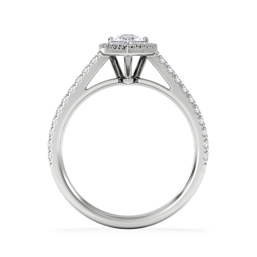 Diana Diamond Pear Halo Engagement Ring Platinum 1ct G/VS