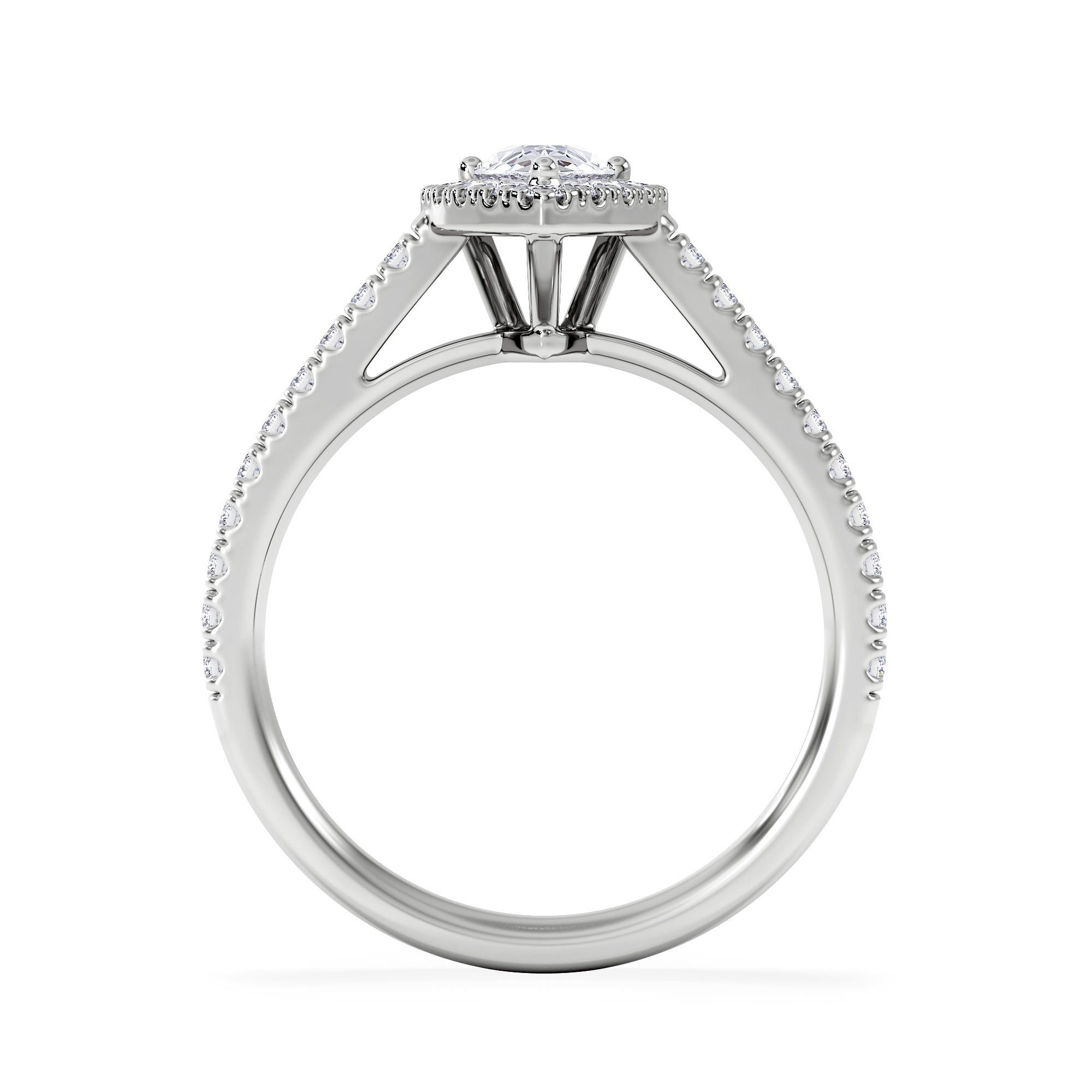 Diana Diamond Pear Halo Engagement Ring Platinum 1ct G/VS2