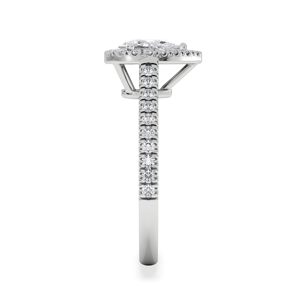 Diana Diamond Pear Halo Engagement Ring Platinum 1ct G/VS