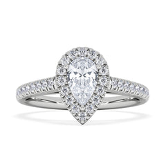 Diana Diamond Pear Halo Engagement Ring Platinum 1ct G/VS