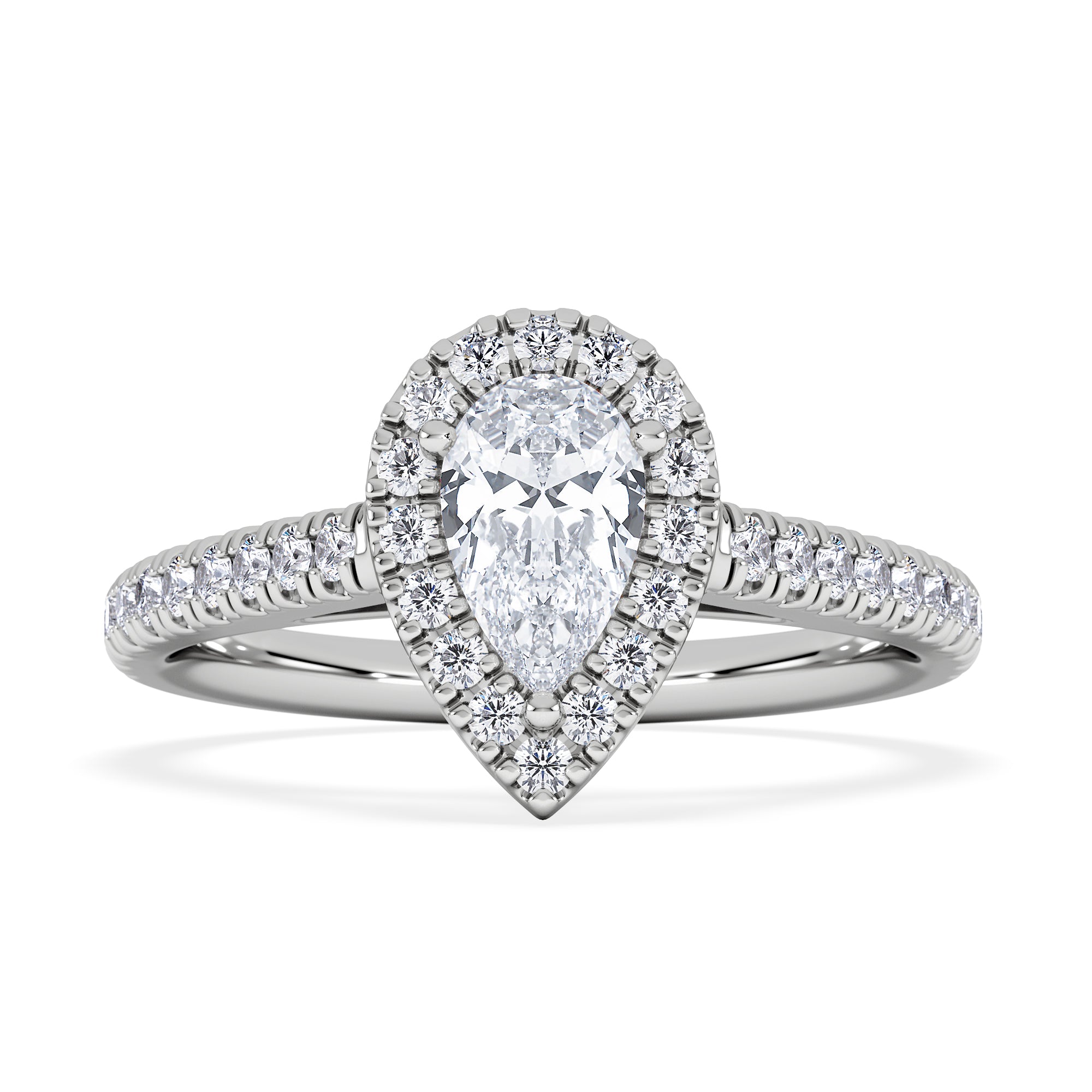 Diana Lab Diamond Pear Halo Engagement Ring Platinum 1ct F/VS1