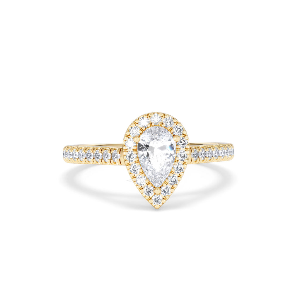 Diana Diamond Pear Halo Engagement Ring in 18K Gold 1ct G/VS