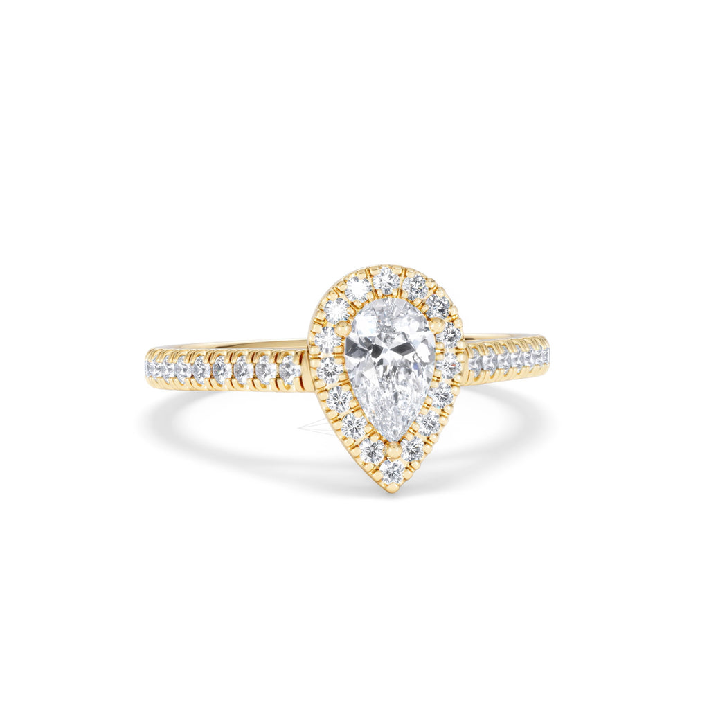 Diana Diamond Pear Halo Engagement Ring in 18K Gold 1ct G/VS
