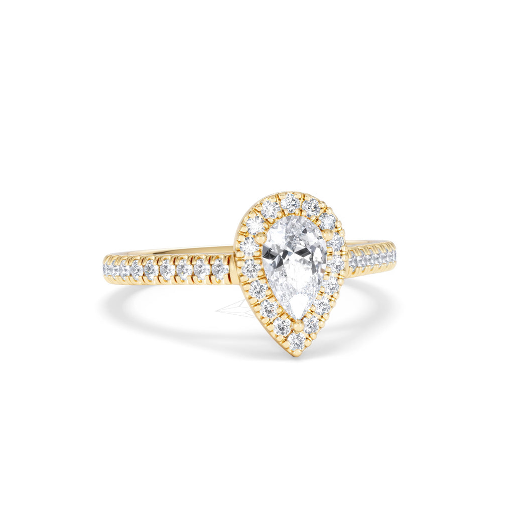 Diana Diamond Pear Halo Engagement Ring in 18K Gold 1ct G/VS